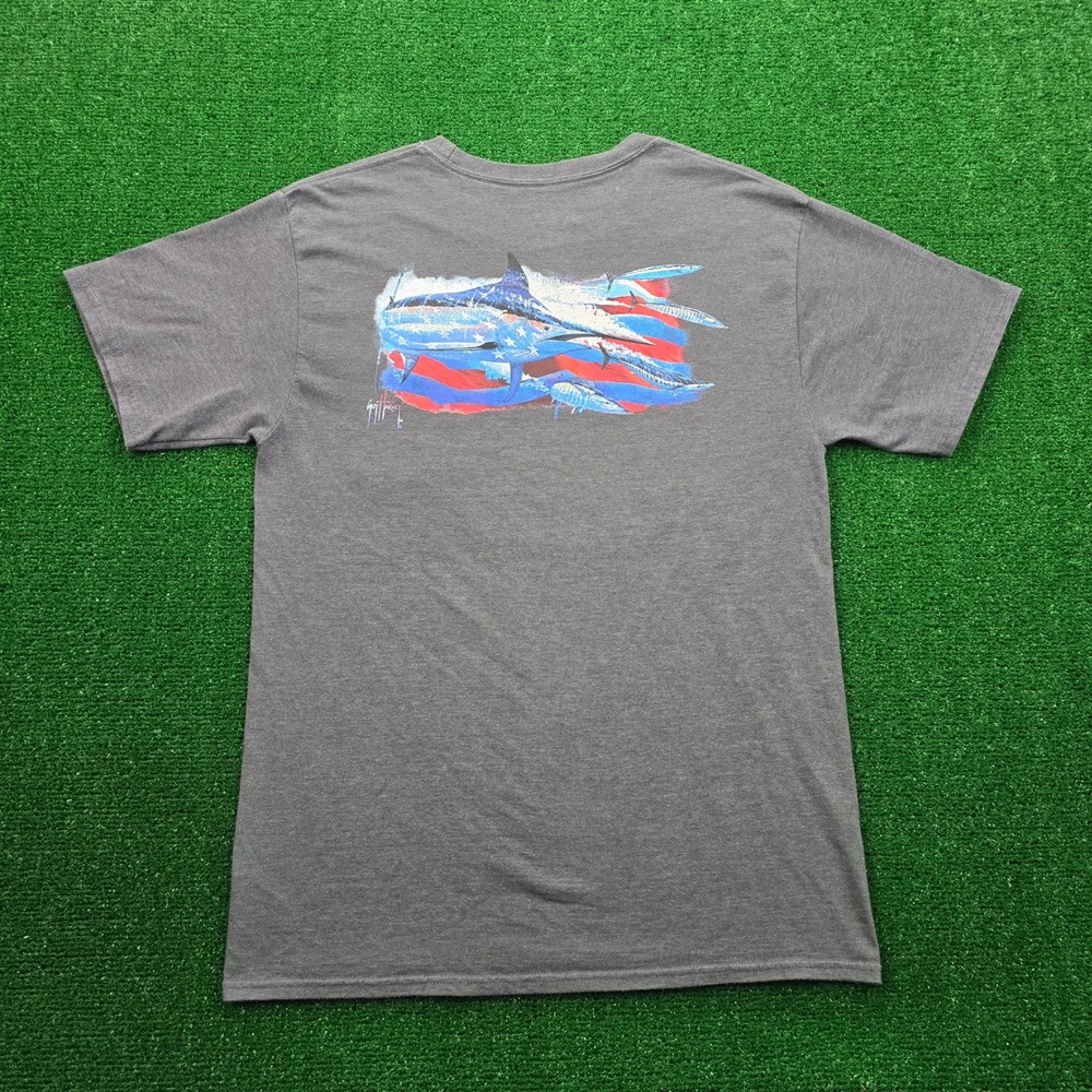 Guy Harvey Tshirt Mens Medium Gray Short Sleeve Fishing Graphic Print Marlin
